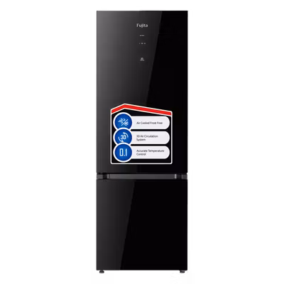 Fujita 345 Ltr BCD-345BG Glass Door Refrigerator Black